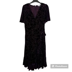 Calvin Klein Women's Dress, size 10, purple, velvet wrap dress